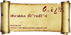 Ohrabka Árpád névjegykártya