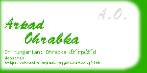 arpad ohrabka business card